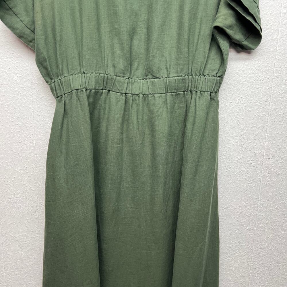 Ylistyle Linen Midi Dress Womens Large High Waist Pockets Beachy Coastal Resort - Picture 6 of 15